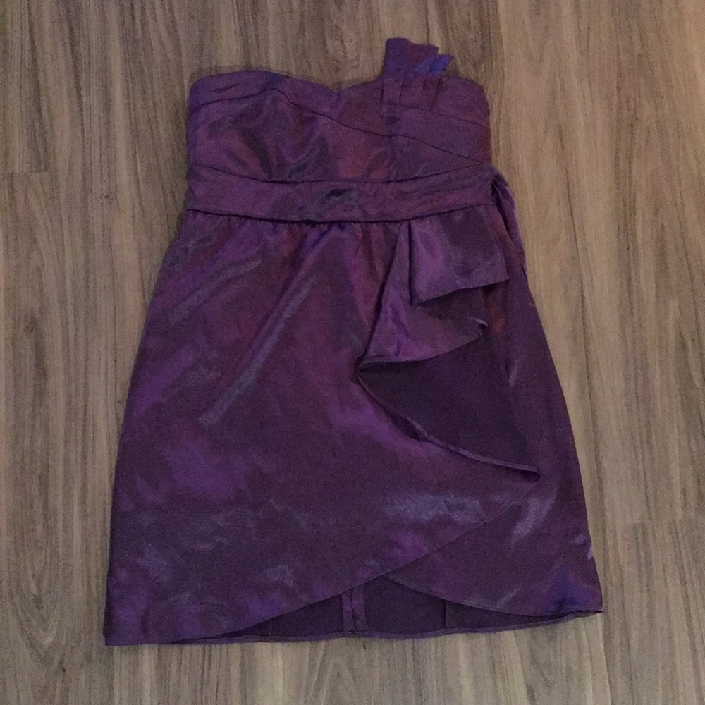 Purple strapless dress